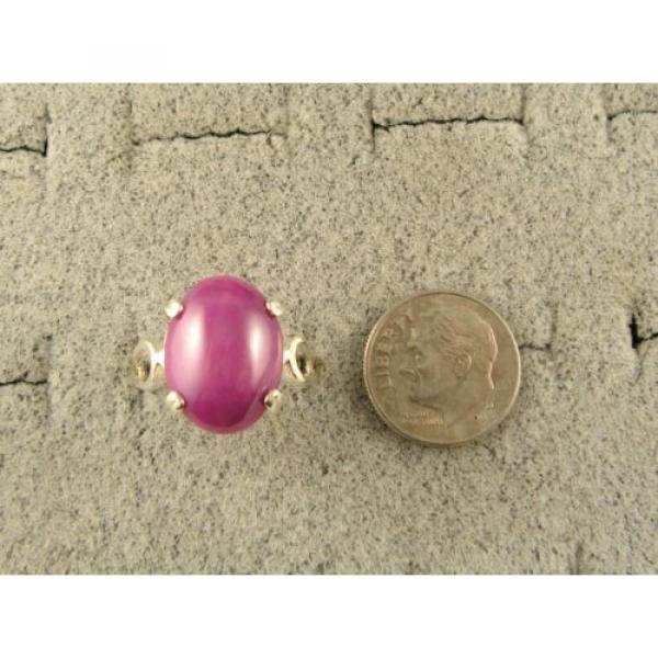 16X12MM 9+CT LINDE LINDY PINK STAR SAPPHIRE CREATED RUBY SECOND RING .925 SS #5 image