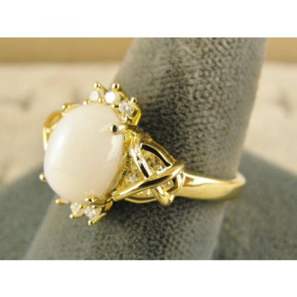 VINTAGE SIGNED LINDE LINDY SHELL WHITE STAR SAPPHIRE CREATED CAP HRT RING YGP SS #2 image