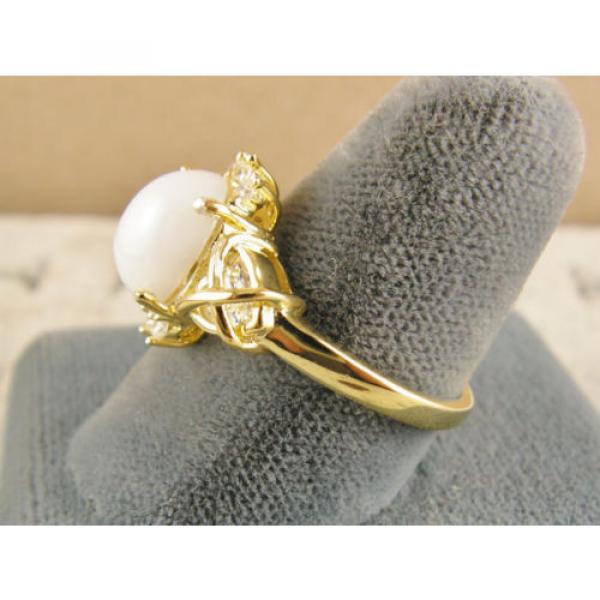 VINTAGE SIGNED LINDE LINDY SHELL WHITE STAR SAPPHIRE CREATED CAP HRT RING YGP SS #4 image