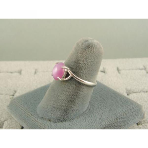 VINTAGE LINDE LINDY DUSKY ROSE STAR SAPPHIRE CREATED BYPASS RING RD PLT .925 SS #2 image