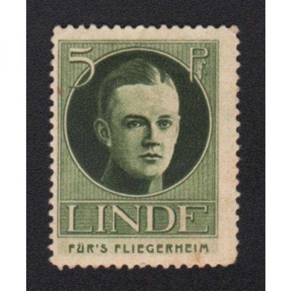 Germany Aviation Airman Pilot Home Linde 5 Pf Charity Poster Stamp Cinderella #1 image