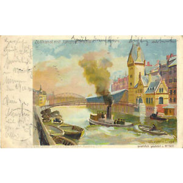Hamburg, Zollkanal mit Jungfern-Brücke, Künstlerkarte Wladimir Linde #1 image