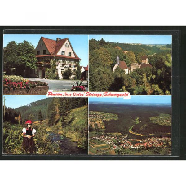 AK Steinegg, Gasthaus Pension zur Linde, Kirche, Frau in Schwarzwälder Tracht, #1 image