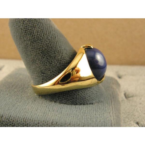 SIGNED VINTAGE LINDE LINDY CRNFLWER BLUE STAR SAPPHIRE CREATED RING YGP .925 S/S #5 image