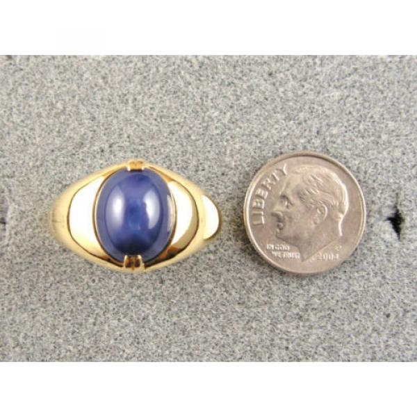 SIGNED VINTAGE LINDE LINDY CRNFLWER BLUE STAR SAPPHIRE CREATED RING YGP .925 S/S #6 image