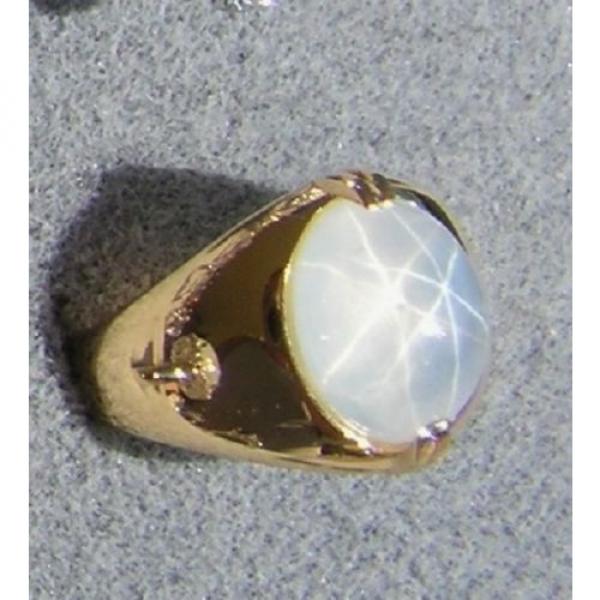 PMP LINDE LINDY TRANS WHITE STAR SAPPHIRE CREATED RING YELLOW GOLD PLATE .925 SS #1 image