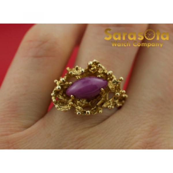 14K Yellow Gold Marquise Linde Star Sapphire Solitaire Women&#039;s Ring Size 6.75 #8 image