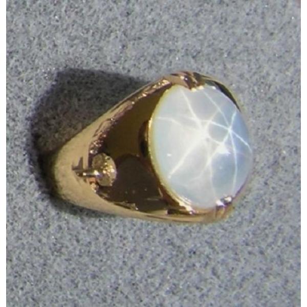 PMP LINDE LINDY TRANS WHITE STAR SAPPHIRE CREATED RING YELLOW GOLD PLATE .925 SS #2 image