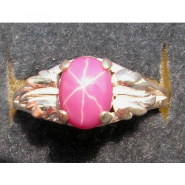 10x8mm 3+ CT LINDE LINDY PINK STAR SAPPHIRE CREATED RUBY 2ND LEAF RING .925 SS #1 image