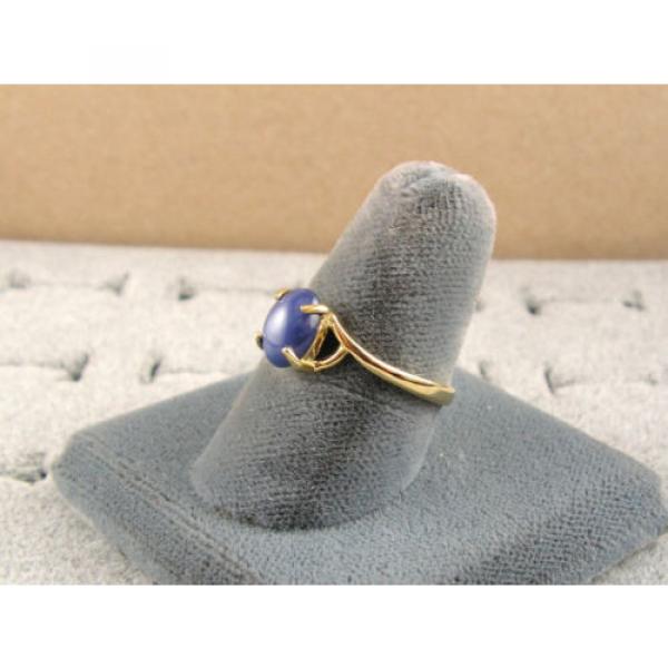 VINTAGE LINDE LINDY CORNFLOWER BLUE STAR SAPPHIRE CREATED RING  YG PLATE .925 SS #2 image