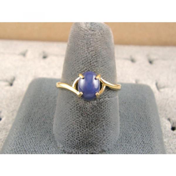 VINTAGE LINDE LINDY CORNFLOWER BLUE STAR SAPPHIRE CREATED RING  YG PLATE .925 SS #3 image