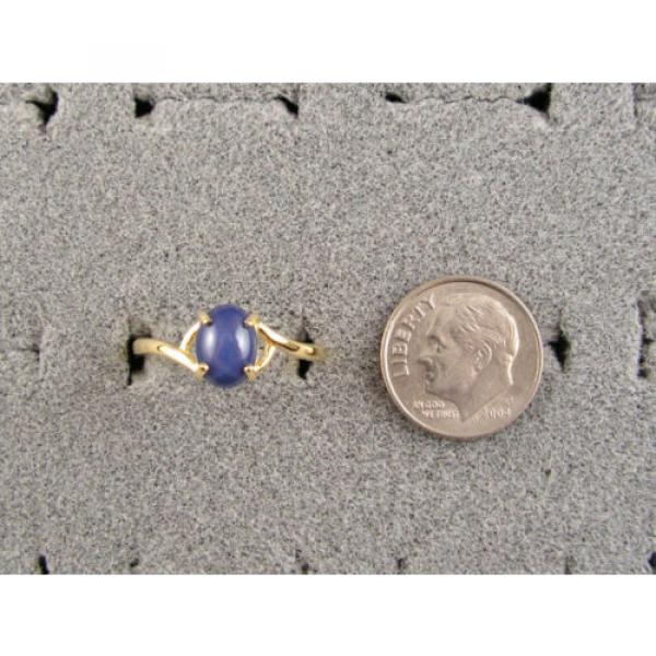 VINTAGE LINDE LINDY CORNFLOWER BLUE STAR SAPPHIRE CREATED RING  YG PLATE .925 SS #4 image