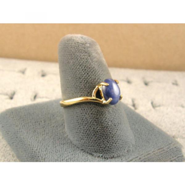 VINTAGE LINDE LINDY CORNFLOWER BLUE STAR SAPPHIRE CREATED RING  YG PLATE .925 SS #5 image