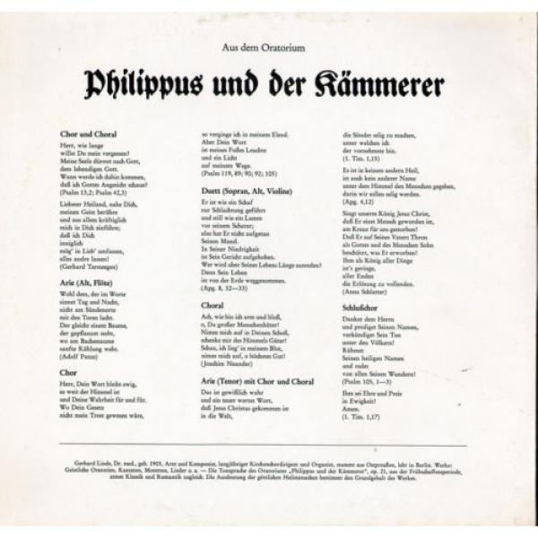 LINDE Philippus und der Kammerer (Oratorio) GROSCHKE Soprano SELL Alto Low SHIP #3 image