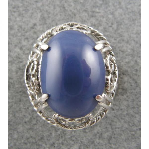 PMP LINDE LINDY HUGE 16x12 MM CORNFLOWER BLUE STAR SAPPHIRE CREATED RING .925 SS #3 image