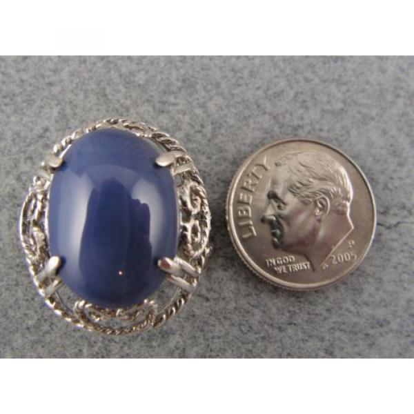 PMP LINDE LINDY HUGE 16x12 MM CORNFLOWER BLUE STAR SAPPHIRE CREATED RING .925 SS #4 image