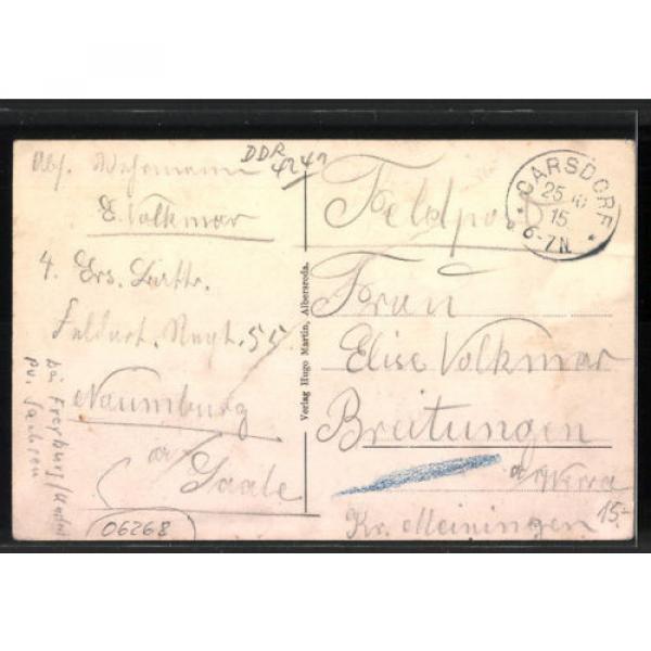AK Albersroda, Gasthaus zur Linde, Schule, Kirche, Dofstrasse, Reichsfahne 1915 #2 image
