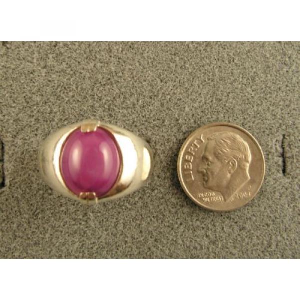 MEN&#039;S 12x10mm 5+ CT LINDE LINDY PINK STAR SAPPHIRE CREATED RUBY SECOND RING SS #4 image