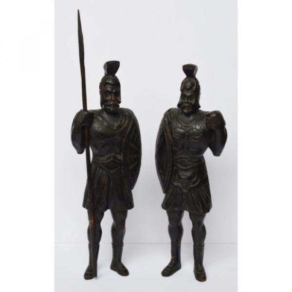 Paar Holz Skulpturen Linde geschnitzt Krieger Wächter Historismus 1870, 50cm #1 image