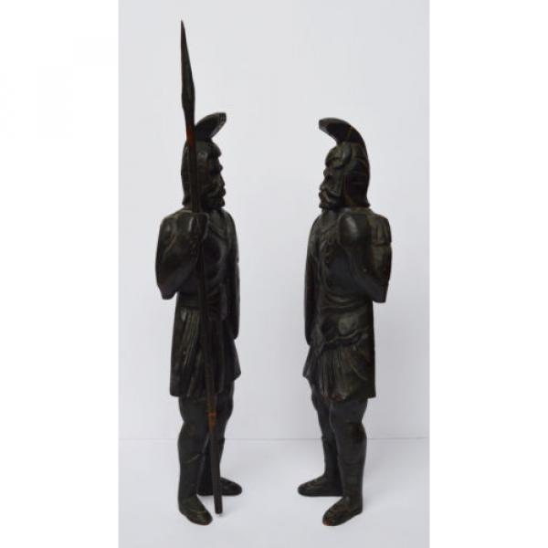 Paar Holz Skulpturen Linde geschnitzt Krieger Wächter Historismus 1870, 50cm #2 image