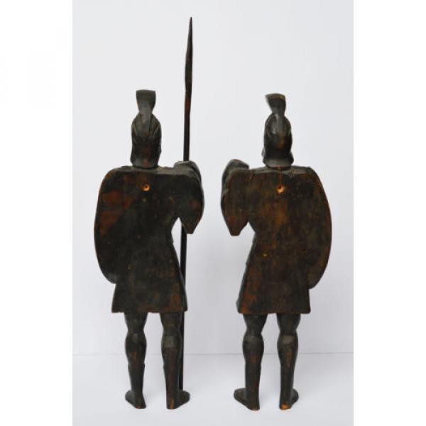 Paar Holz Skulpturen Linde geschnitzt Krieger Wächter Historismus 1870, 50cm #3 image