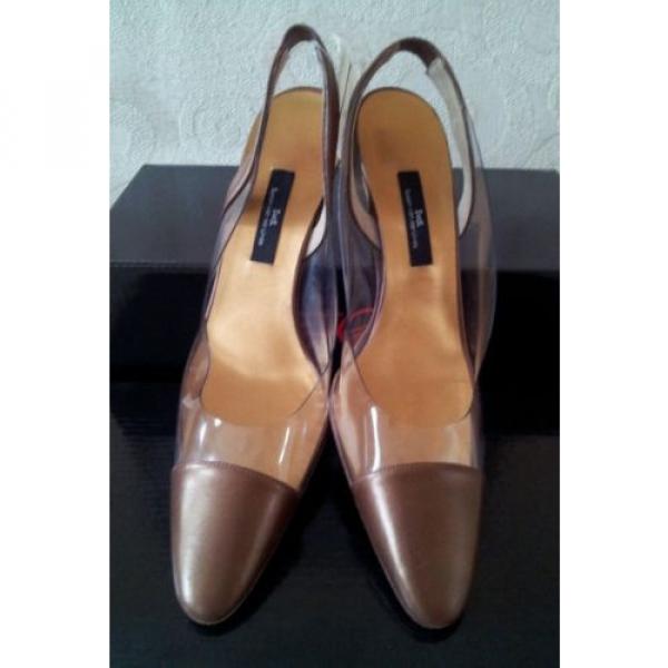 $650 NIB Susan van der Linde Leather/Lucite Strapped Heels 38.5 size #2 image