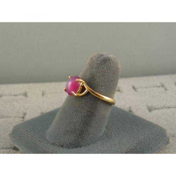 VINTAGE LINDE LINDY HOT FUCHSIA STAR SAPPHIRE CREATED RING SOLID 14K YELLOW GOLD #2 image