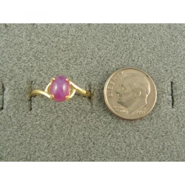 VINTAGE LINDE LINDY HOT FUCHSIA STAR SAPPHIRE CREATED RING SOLID 14K YELLOW GOLD #3 image