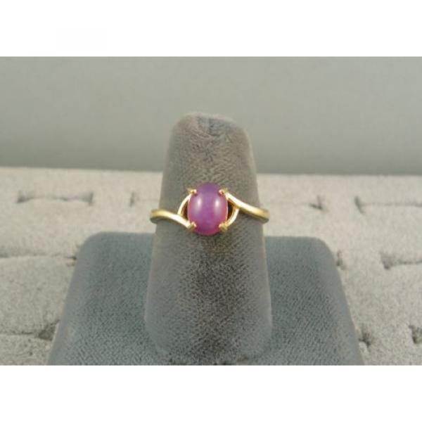 VINTAGE LINDE LINDY HOT FUCHSIA STAR SAPPHIRE CREATED RING SOLID 14K YELLOW GOLD #4 image
