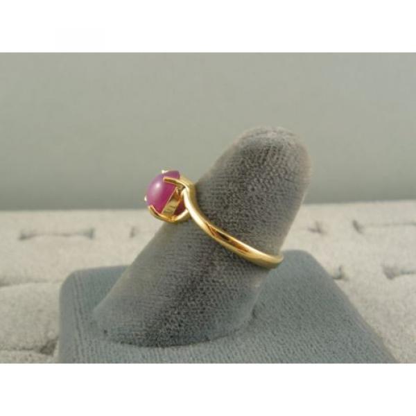 VINTAGE LINDE LINDY HOT FUCHSIA STAR SAPPHIRE CREATED RING SOLID 14K YELLOW GOLD #5 image