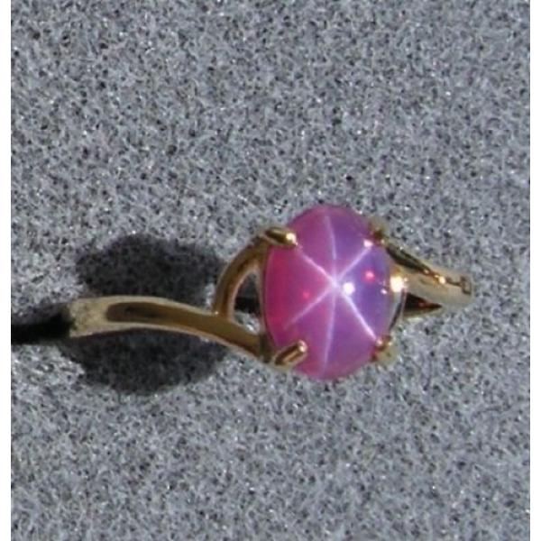 VINTAGE LINDE LINDY HOT FUCHSIA STAR SAPPHIRE CREATED RING SOLID 14K YELLOW GOLD #6 image