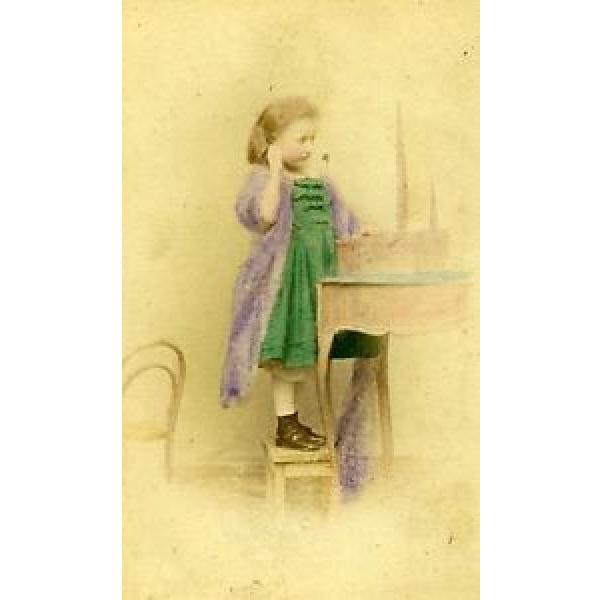Young Girl &amp; her Toys Berlin Germany Old CDV Photo Linde 1870 #1 image