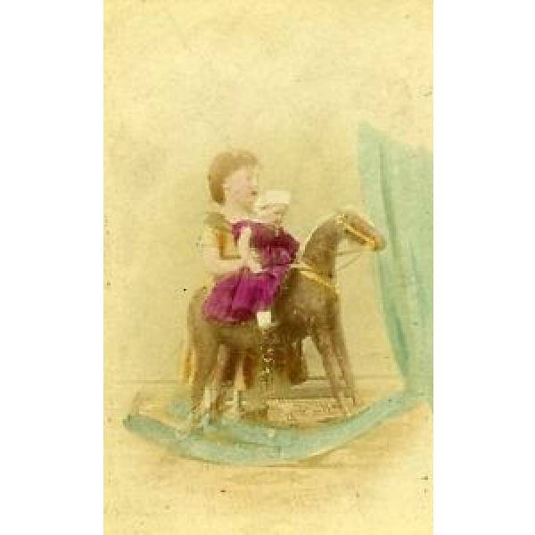 Young Girl &amp; her Toys Berlin Germany Old CDV Photo Linde 1870 #1 image