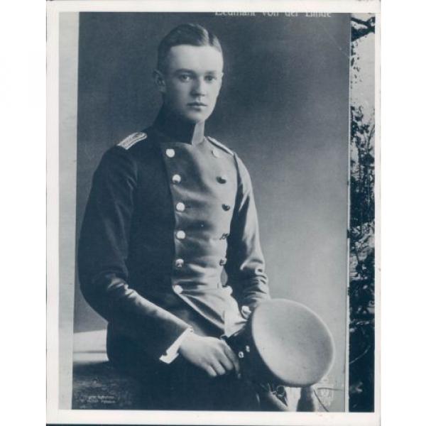 1932 Photo Lieutenant Vonder Linde Berlin Military Uniform Young Solemn Face #1 image