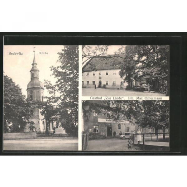 tolle AK Beckwitz, Gasthof zur Linde v. M. Opfermann, Kirche #1 image
