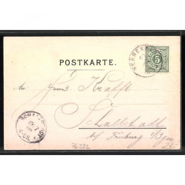 Lithographie Herrenalb, Hotel &amp; Pension zur Post Ochsen, Villa zur Linde 1897 #2 image