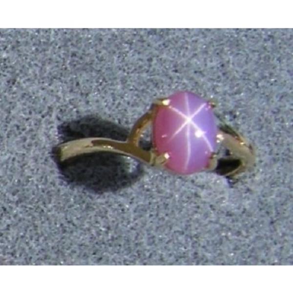 VINTAGE LINDE LINDY DUSKY ROSE STAR SAPPHIRE CREATED BYPASS RING YLGDPLT .925 SS #1 image
