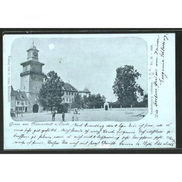 schöne Mondschein-AK Neuenstadt, Ortspartie an der Linde 1902 #1 image