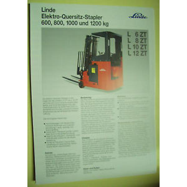 Sales Brochure Original Prospekt Linde Elektro-Quersitz-Stapler L 6ZT,L8ZT,L10ZT #1 image