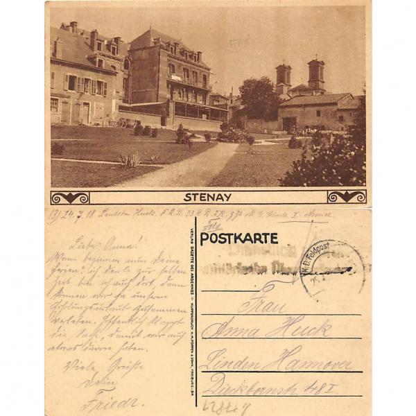 (b77821)   Feldpostansichtskarte Stenay 1918 nach Linde #1 image