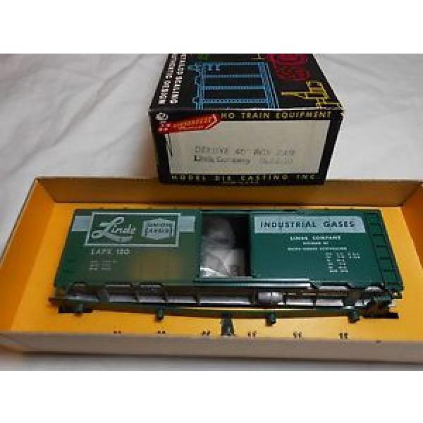 HO TRAIN ROUNDHOUSE DELUXE 40&#039; LINDE GASES BOXCAR KIT DIE-CAST METAL FLOOR MINT #1 image