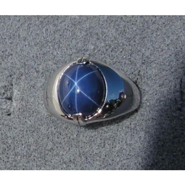 VINTAGE SIGNED LINDE LINDY CRNFLWR BLUE STAR SAPPHIRE CREATED RING RHD P .925 SS #1 image