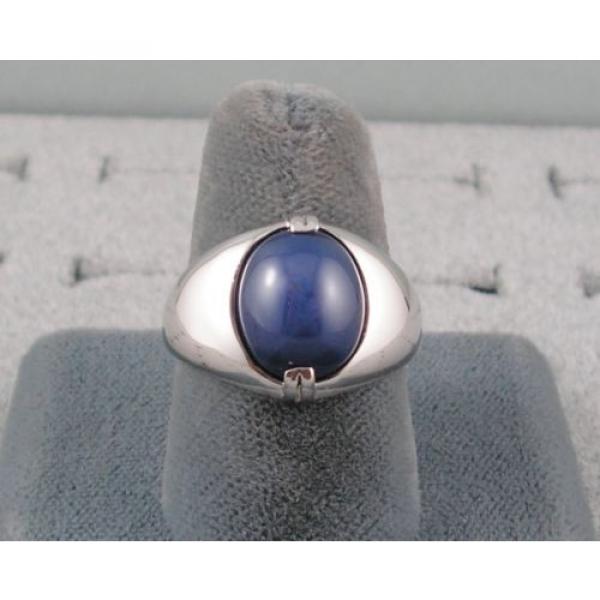 VINTAGE SIGNED LINDE LINDY CRNFLWR BLUE STAR SAPPHIRE CREATED RING RHD P .925 SS #6 image