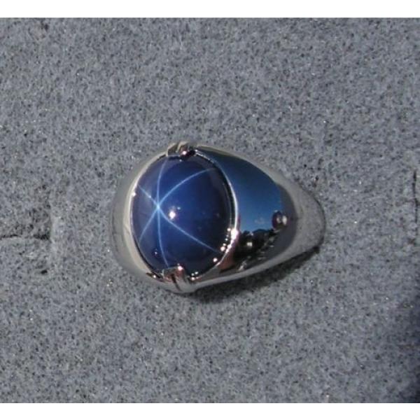 VINTAGE SIGNED LINDE LINDY CRNFLWR BLUE STAR SAPPHIRE CREATED RING RHD P .925 SS #8 image