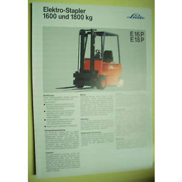Sales Brochure Original Prospekt Linde Elektro-Stapler E16P  E 18P #1 image