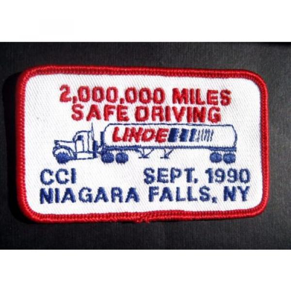 LINDE TRUCKING SAFE DRIVING EMBROIDERED PATCH NIAGARA FALLS NY 3 1/2&#034; x 2&#034; #1 image