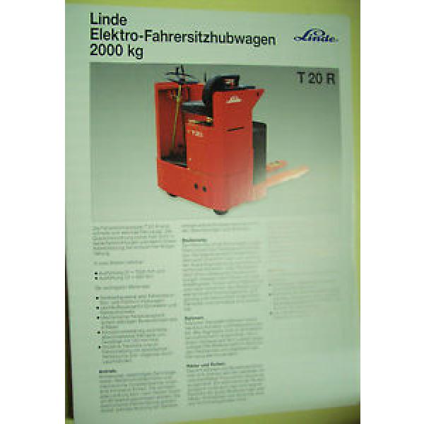 Sales Brochure Original Prospekt Linde Elektro-Fahrersitzhubwagen T 20 R 2000 kg #1 image