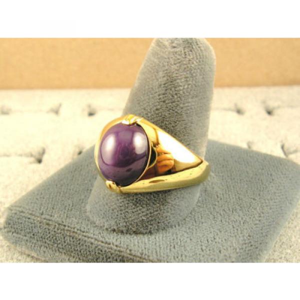 VINTAGE LINDE LINDY PLUM PURPLE STAR SAPPHIRE CREATED RING  YG PLATE .925 SS #2 image