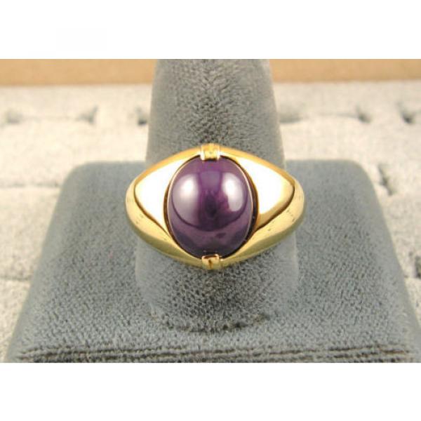 VINTAGE LINDE LINDY PLUM PURPLE STAR SAPPHIRE CREATED RING  YG PLATE .925 SS #4 image
