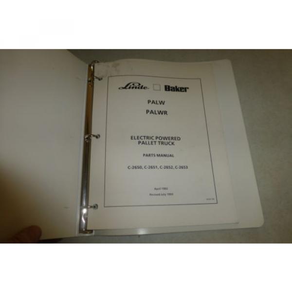 Linde Baker electric pallet truck Parts Manual forklift/PALW/C-2650 ++ 1993 #2 image